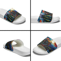 Stained Glass Krampus Slide Sandals Folklore Horror Art - Wonder Print Shop