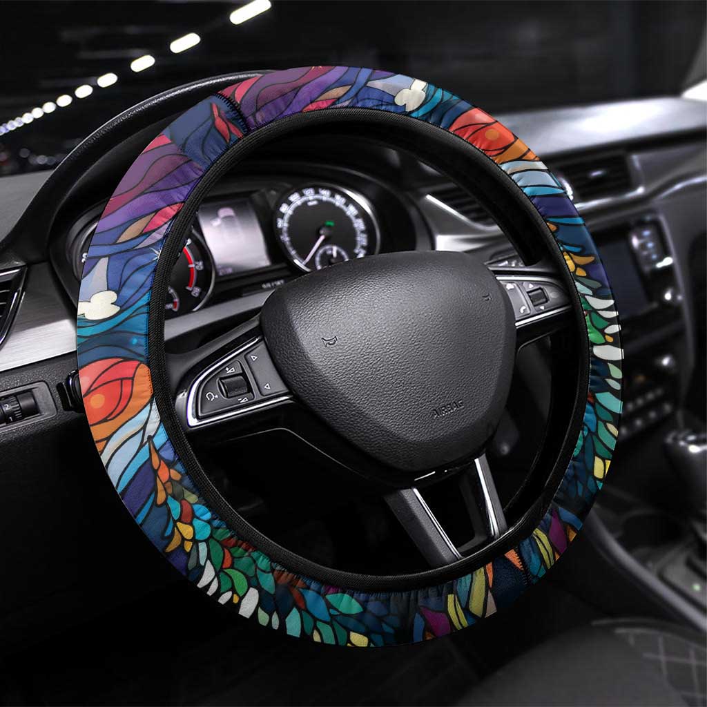 Stained Glass Krampus Steering Wheel Cover Folklore Horror Art - Wonder Print Shop