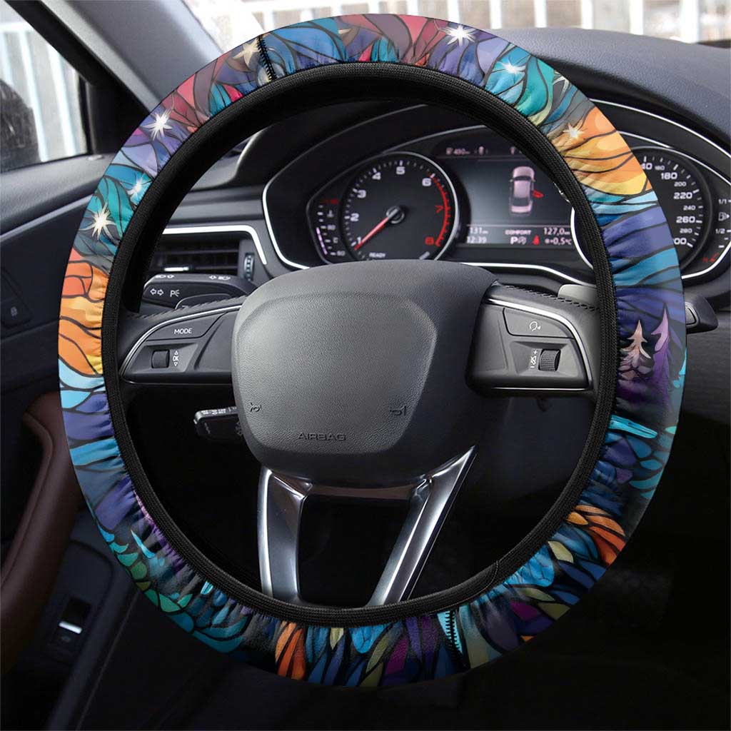 Stained Glass Krampus Steering Wheel Cover Folklore Horror Art - Wonder Print Shop