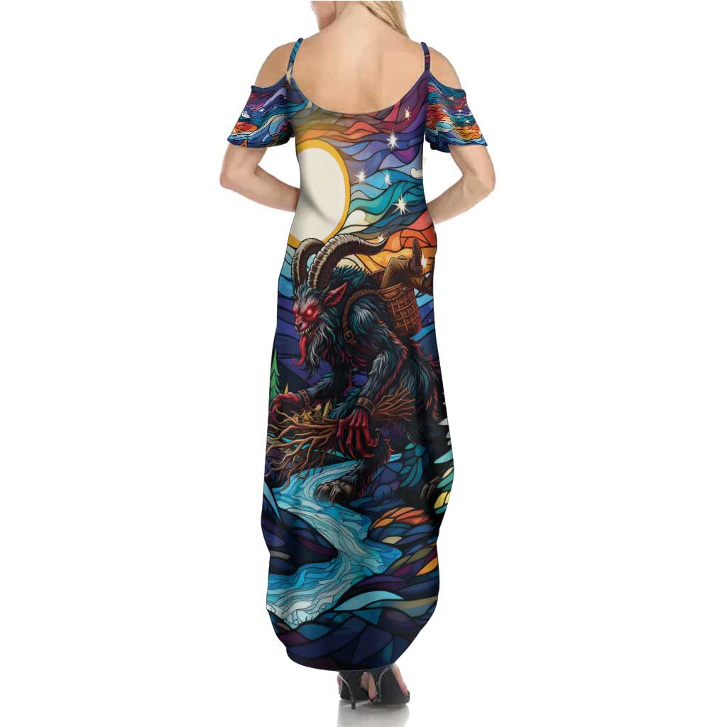 Stained Glass Krampus Summer Maxi Dress Folklore Horror Art - Wonder Print Shop