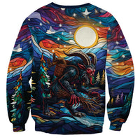 Stained Glass Krampus Sweatshirt Folklore Horror Art - Wonder Print Shop