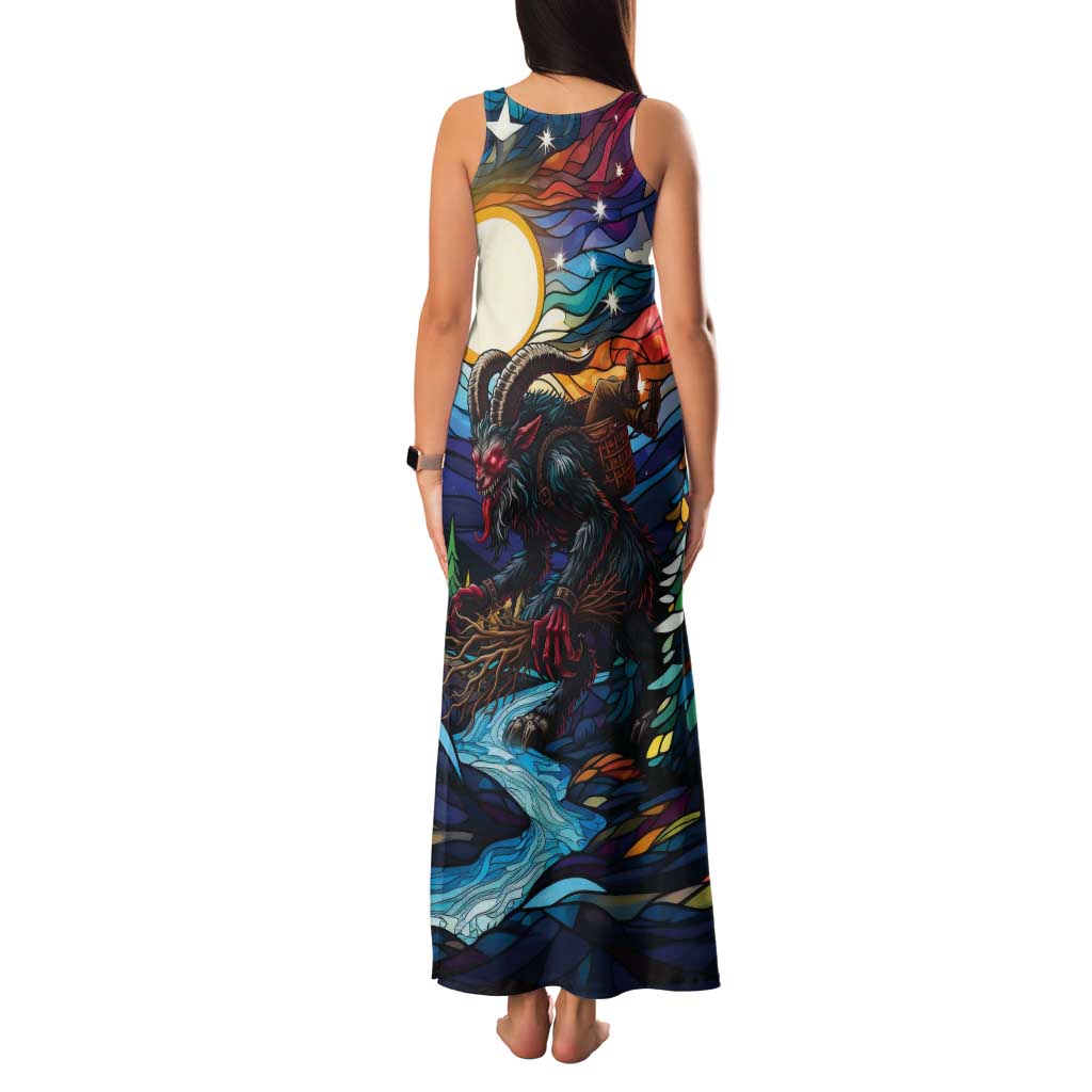 Stained Glass Krampus Tank Maxi Dress Folklore Horror Art - Wonder Print Shop