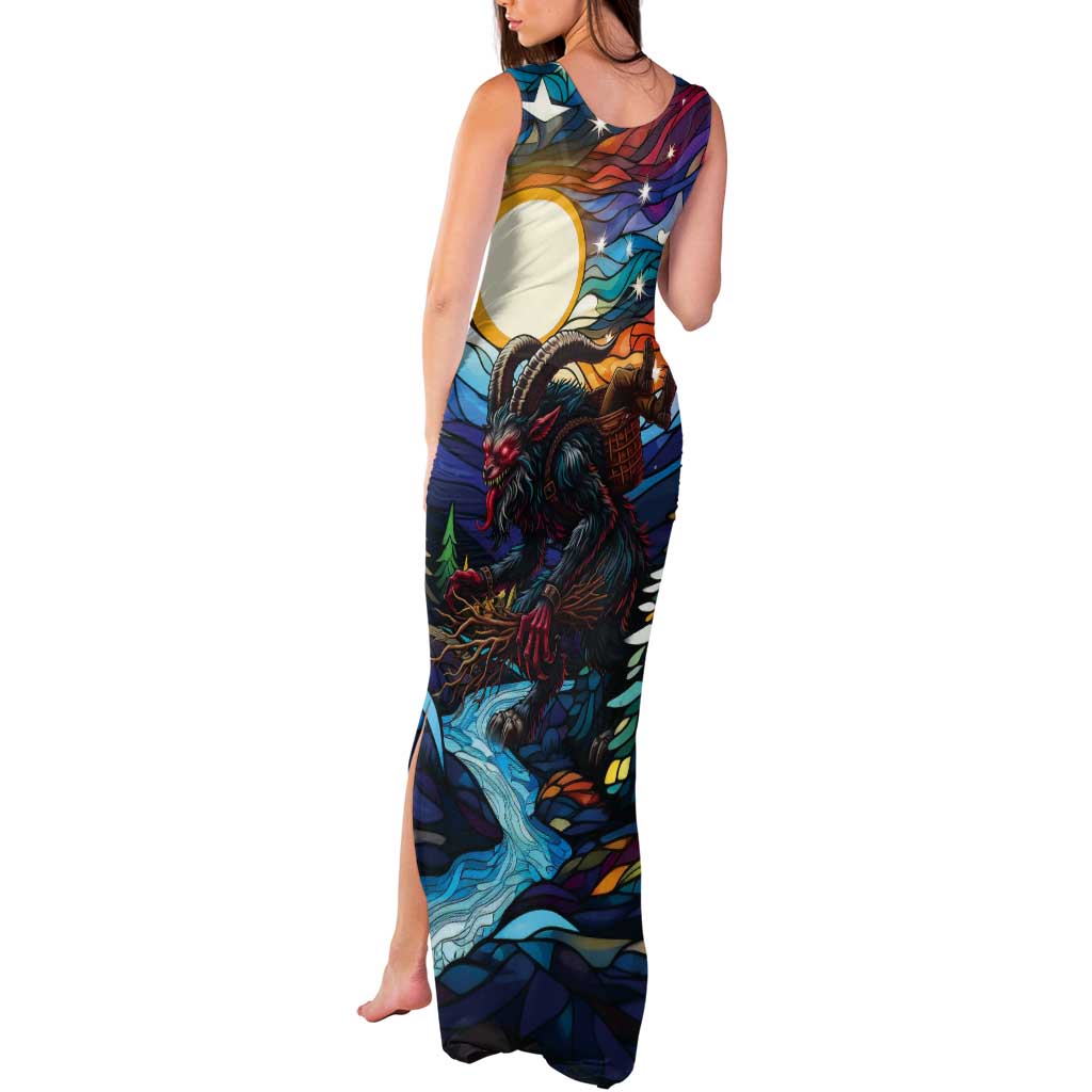 Stained Glass Krampus Tank Maxi Dress Folklore Horror Art - Wonder Print Shop