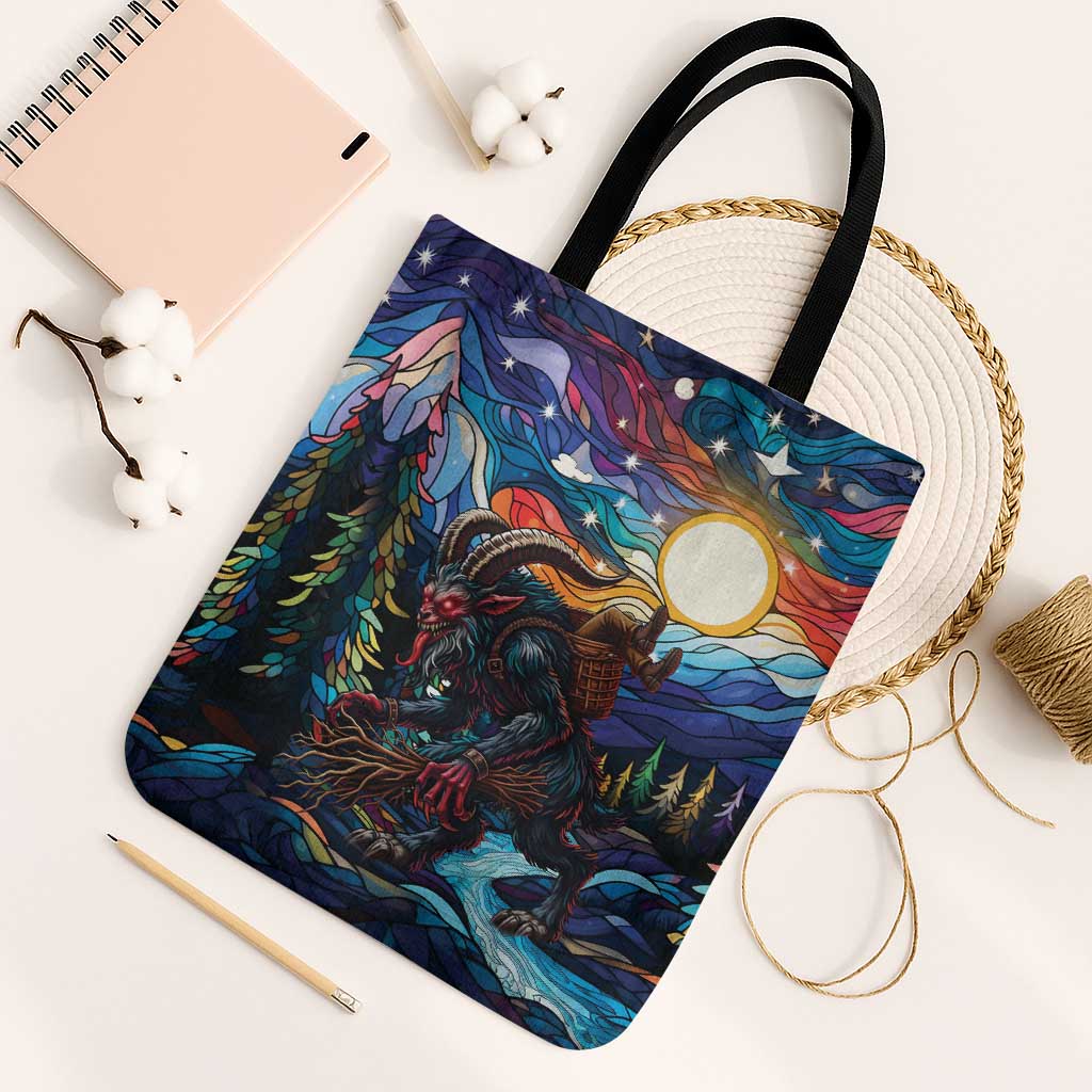 Stained Glass Krampus Tote Bag Folklore Horror Art - Wonder Print Shop