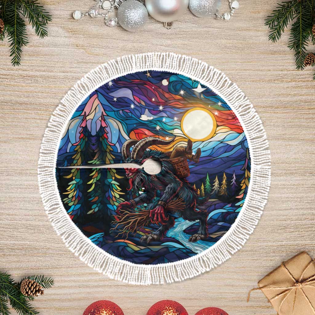 Stained Glass Krampus Tree Skirt Folklore Horror Art - Wonder Print Shop