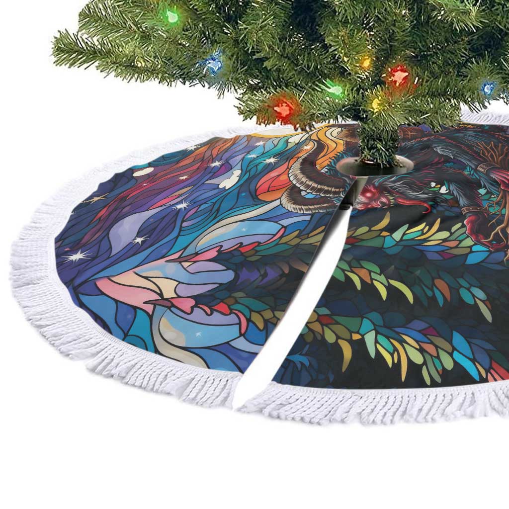 Stained Glass Krampus Tree Skirt Folklore Horror Art - Wonder Print Shop