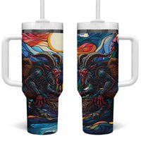 Stained Glass Krampus Tumbler With Handle Folklore Horror Art - Wonder Print Shop