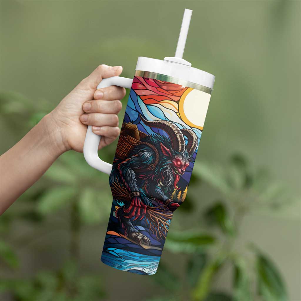 Stained Glass Krampus Tumbler With Handle Folklore Horror Art - Wonder Print Shop