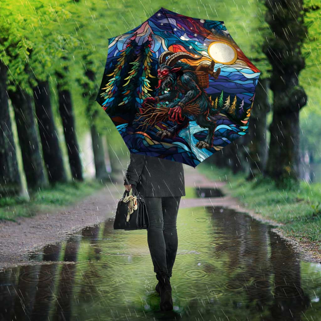 Stained Glass Krampus Umbrella Folklore Horror Art - Wonder Print Shop