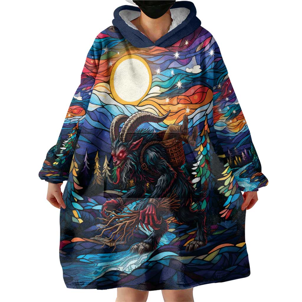 Stained Glass Krampus Wearable Blanket Hoodie Folklore Horror Art - Wonder Print Shop
