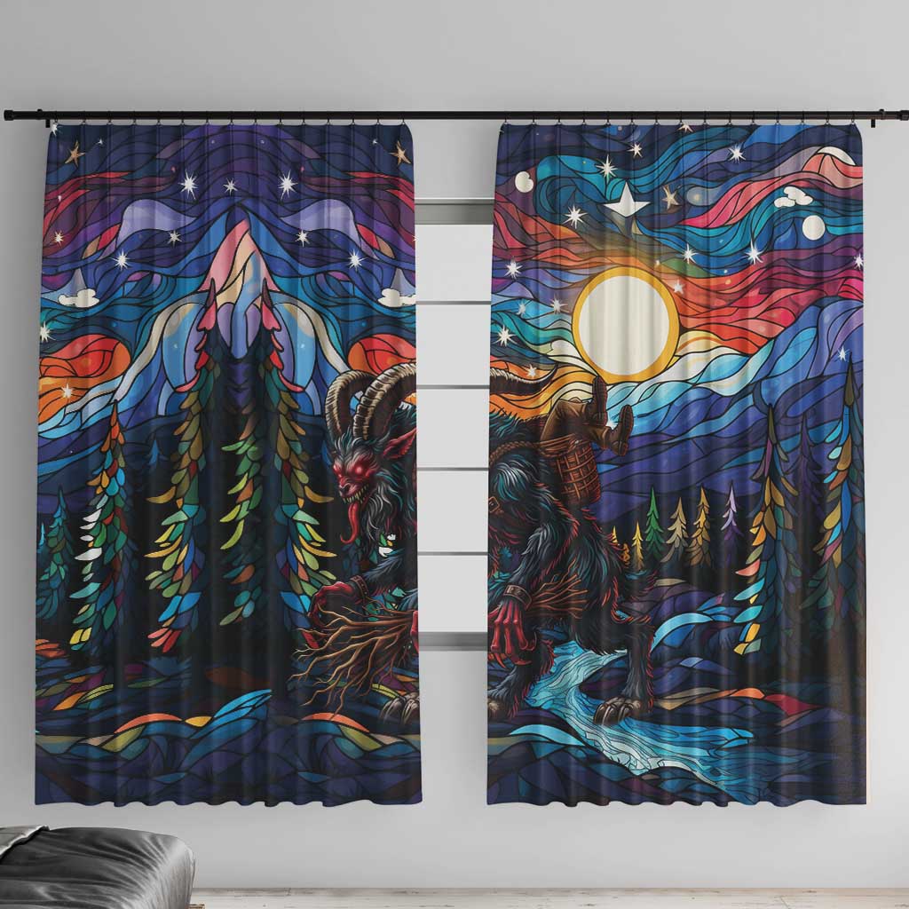Stained Glass Krampus Window Curtain Folklore Horror Art - Wonder Print Shop
