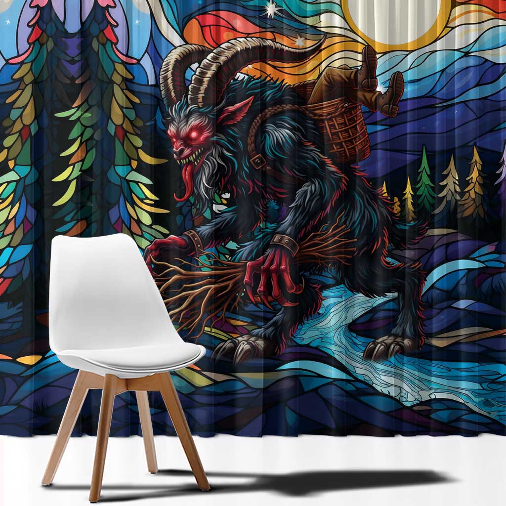 Stained Glass Krampus Window Curtain Folklore Horror Art - Wonder Print Shop