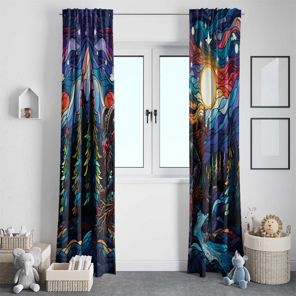 Stained Glass Krampus Window Curtain Folklore Horror Art - Wonder Print Shop