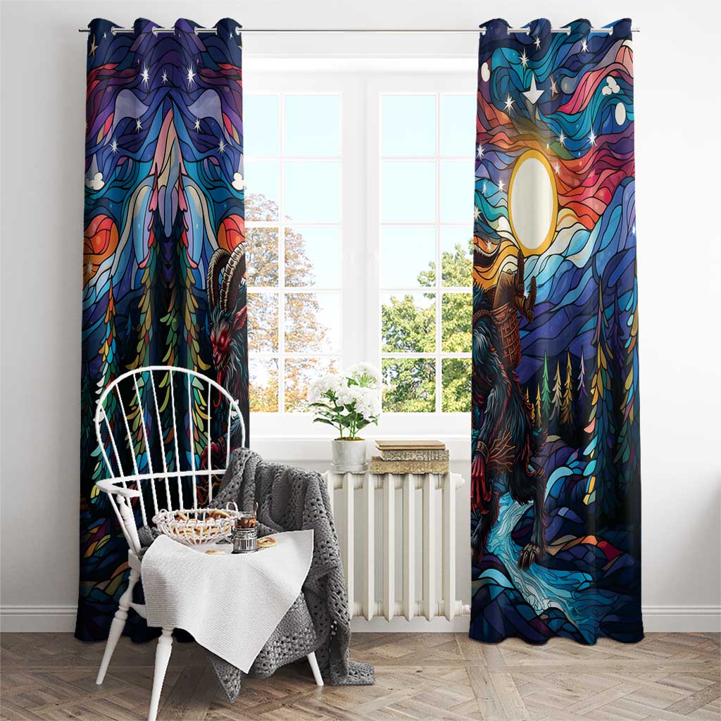 Stained Glass Krampus Window Curtain Folklore Horror Art - Wonder Print Shop