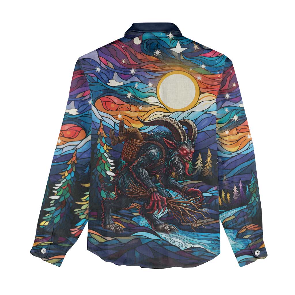 Stained Glass Krampus Women Casual Shirt Folklore Horror Art - Wonder Print Shop