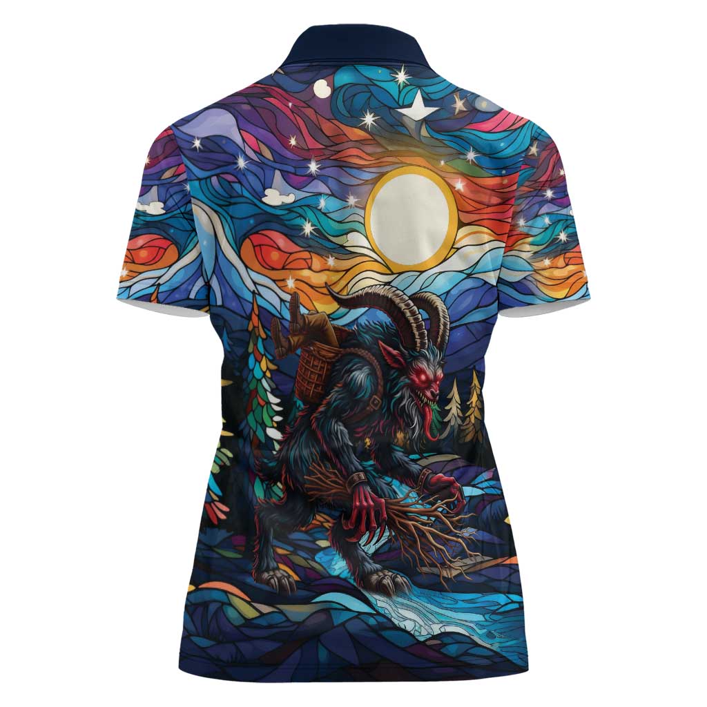 Stained Glass Krampus Women Polo Shirt Folklore Horror Art - Wonder Print Shop