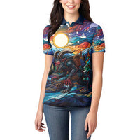 Stained Glass Krampus Women Polo Shirt Folklore Horror Art - Wonder Print Shop
