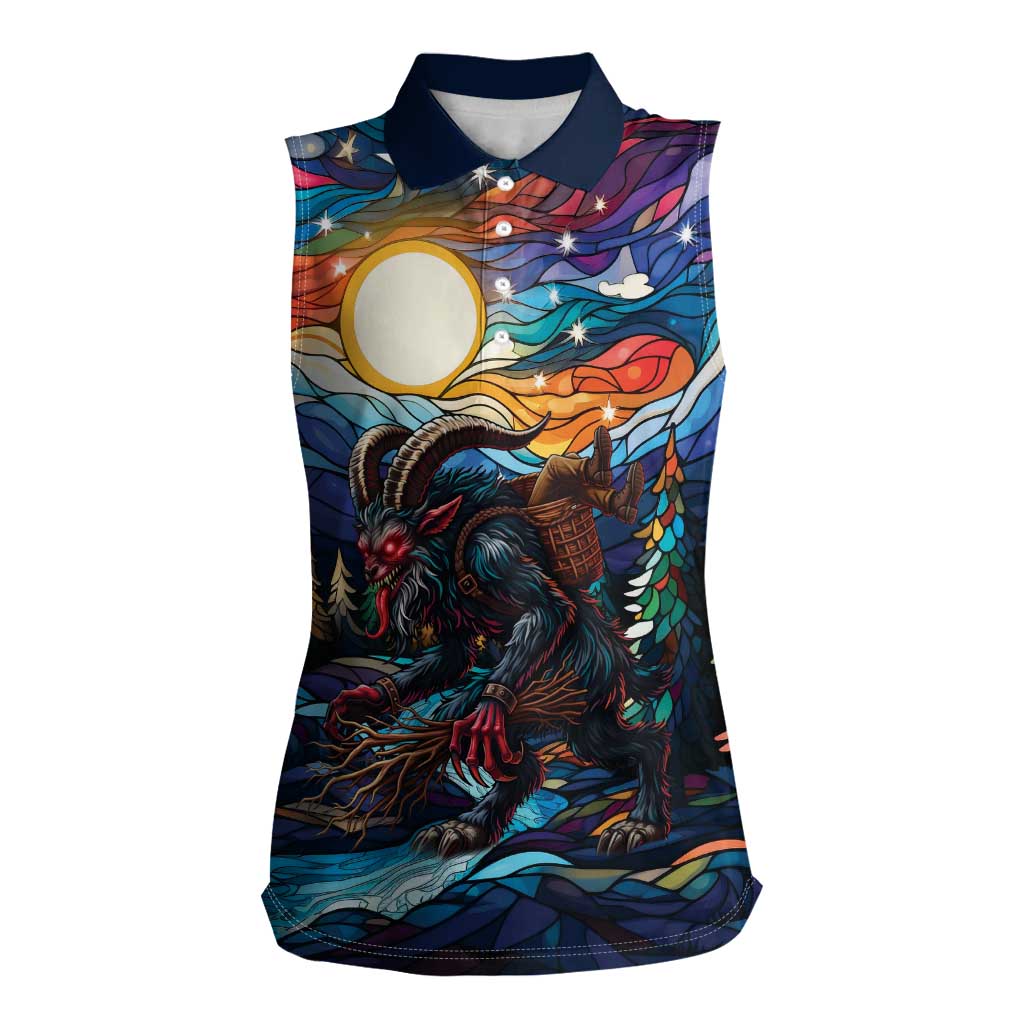 Stained Glass Krampus Women Sleeveless Polo Shirt Folklore Horror Art - Wonder Print Shop