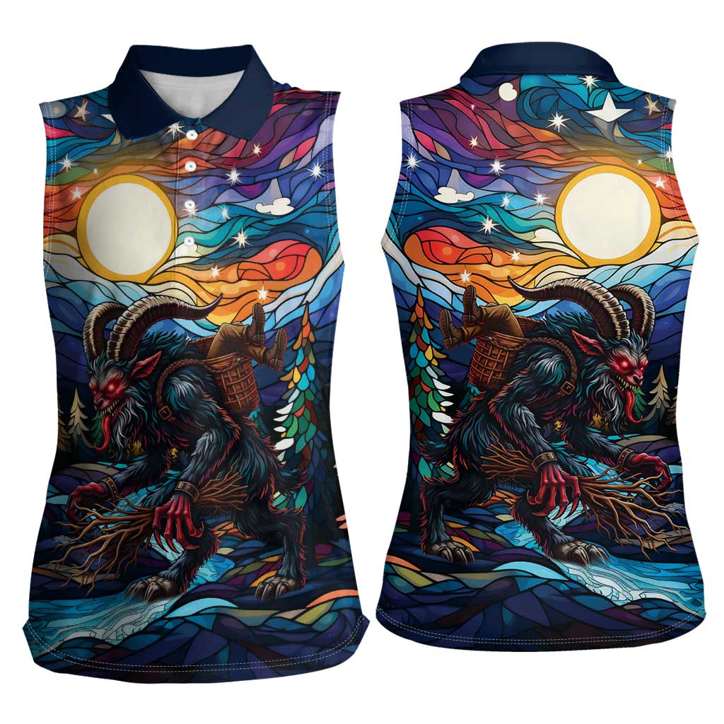 Stained Glass Krampus Women Sleeveless Polo Shirt Folklore Horror Art - Wonder Print Shop