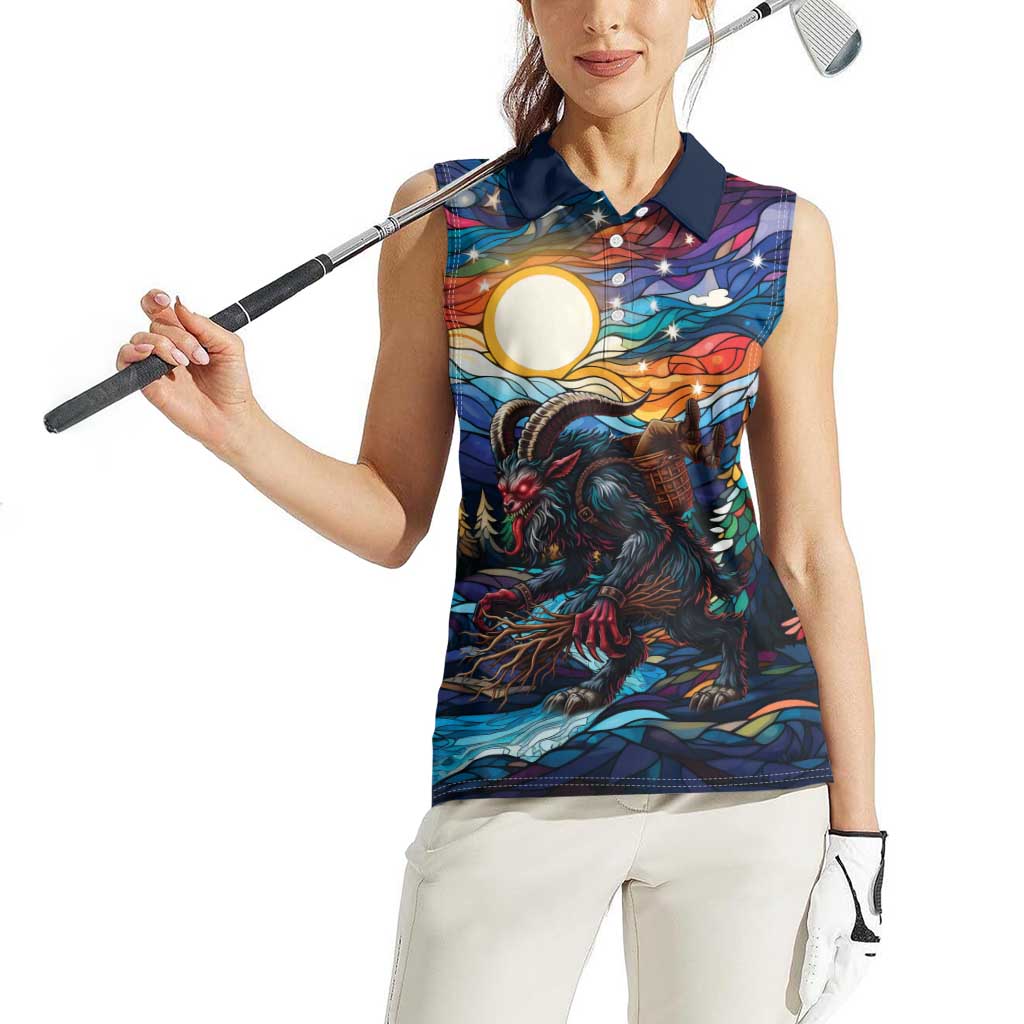 Stained Glass Krampus Women Sleeveless Polo Shirt Folklore Horror Art - Wonder Print Shop