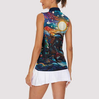 Stained Glass Krampus Women Sleeveless Polo Shirt Folklore Horror Art - Wonder Print Shop