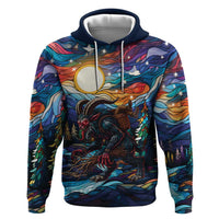 Stained Glass Krampus Zip Hoodie Folklore Horror Art - Wonder Print Shop