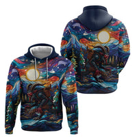 Stained Glass Krampus Zip Hoodie Folklore Horror Art - Wonder Print Shop