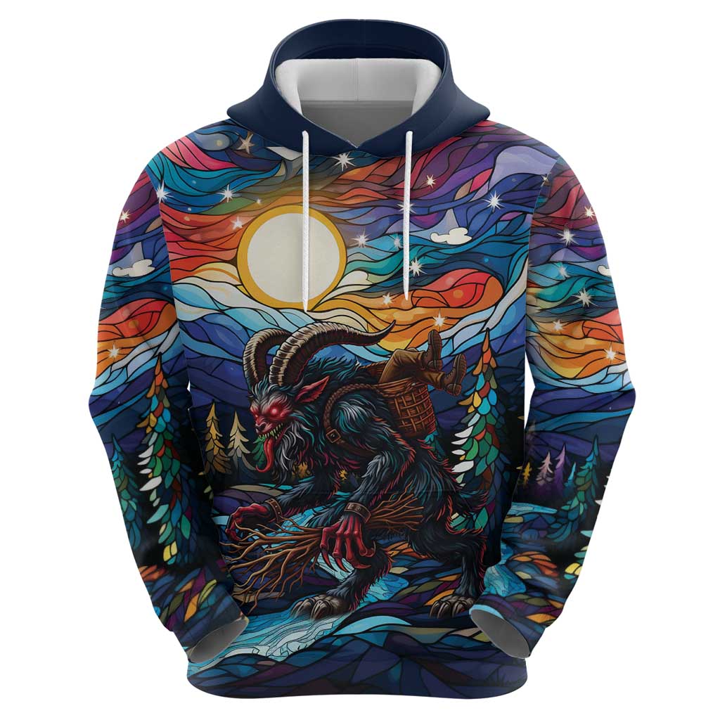 Stained Glass Krampus Zip Hoodie Folklore Horror Art - Wonder Print Shop