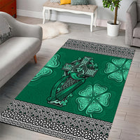 Irish Celtic Cross and Harp with Ireland Shamrock Personalized Area Rug LT9 - Wonder Print Shop