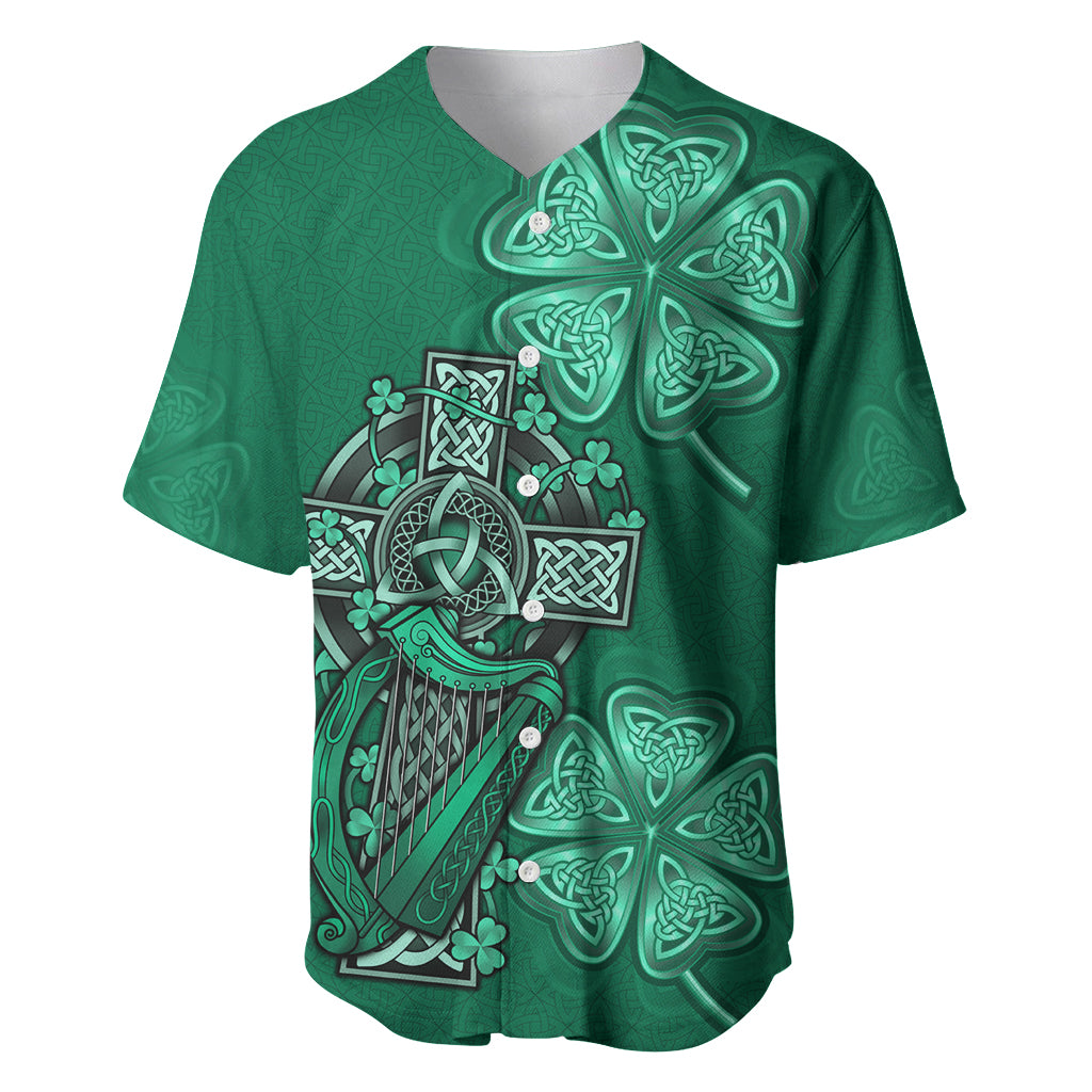 Irish Celtic Cross and Harp with Ireland Shamrock Personalized Baseball Jersey LT9 - Wonder Print Shop