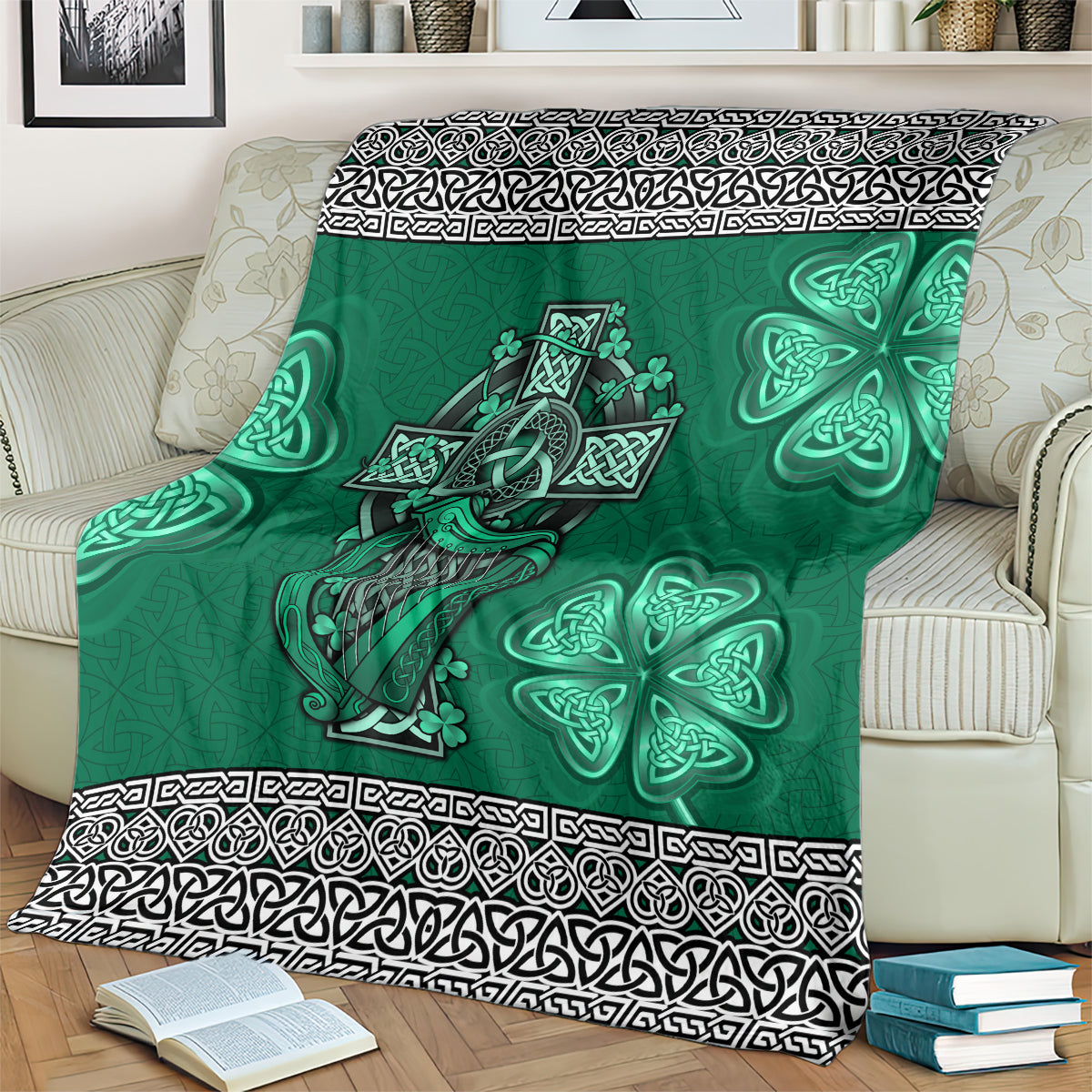 irish-celtic-cross-and-harp-with-ireland-shamrock-personalized-blanket