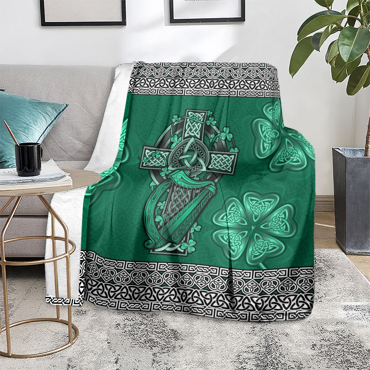 irish-celtic-cross-and-harp-with-ireland-shamrock-personalized-blanket