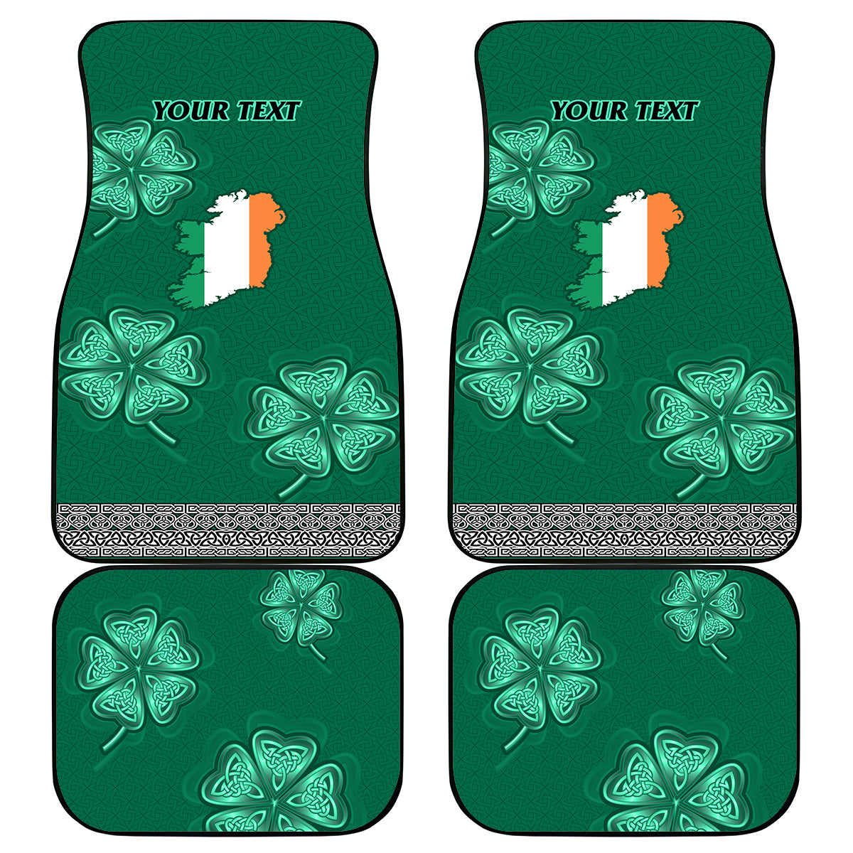 Irish Celtic Cross and Harp with Ireland Shamrock Personalized Car Mats LT9 - Wonder Print Shop
