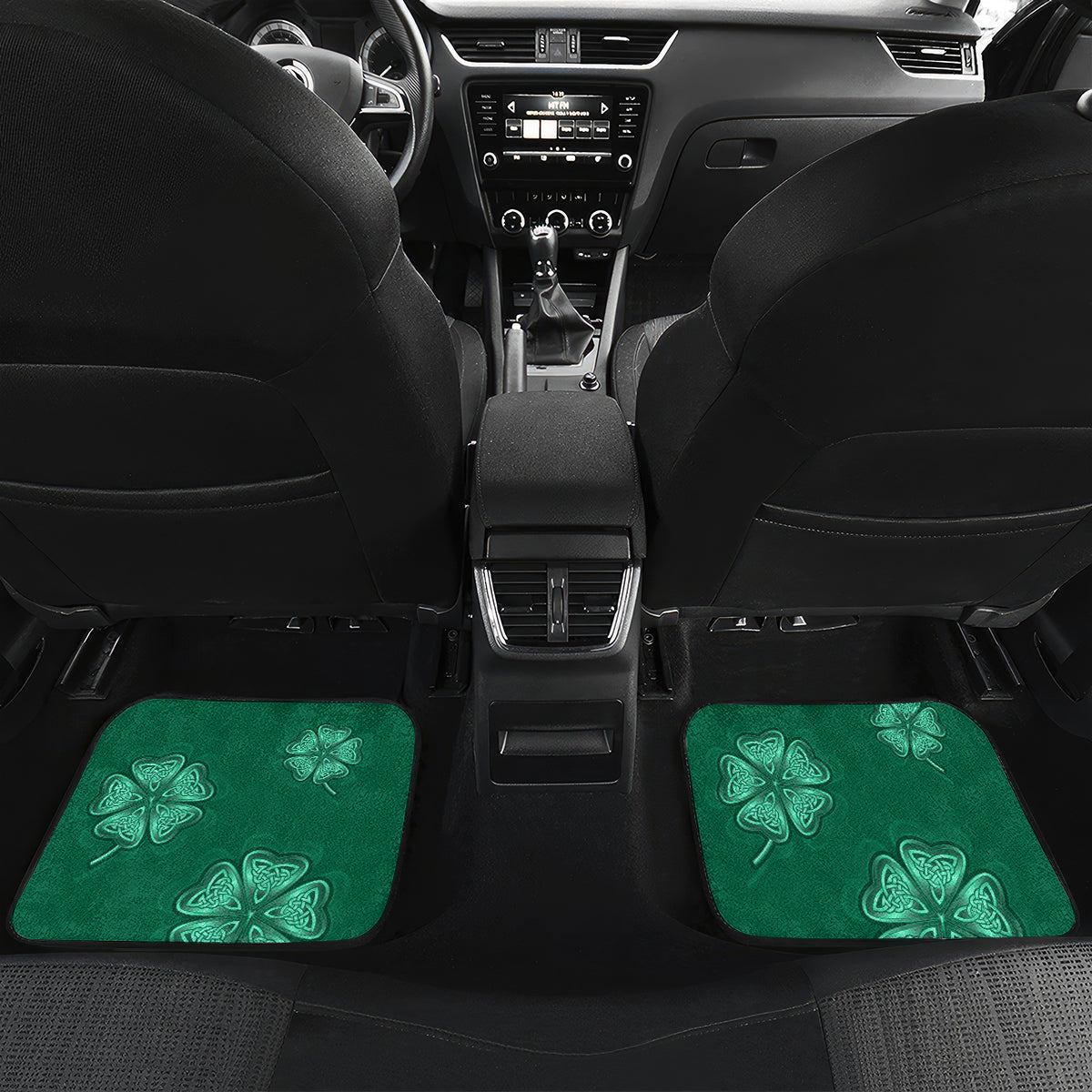 Irish Celtic Cross and Harp with Ireland Shamrock Personalized Car Mats LT9 - Wonder Print Shop