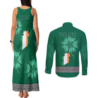 Irish Celtic Cross and Harp with Ireland Shamrock Personalized Couples Matching Tank Maxi Dress and Long Sleeve Button Shirt LT9 - Wonder Print Shop