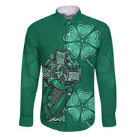 Irish Celtic Cross and Harp with Ireland Shamrock Personalized Family Matching Off Shoulder Maxi Dress and Hawaiian Shirt LT9 - Wonder Print Shop