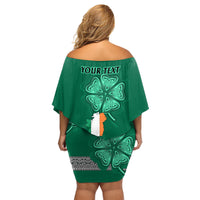 Irish Celtic Cross and Harp with Ireland Shamrock Personalized Family Matching Off Shoulder Short Dress and Hawaiian Shirt LT9 - Wonder Print Shop