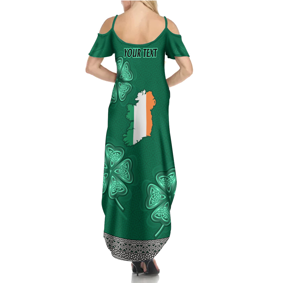 Irish Celtic Cross and Harp with Ireland Shamrock Personalized Family Matching Summer Maxi Dress and Hawaiian Shirt - Wonder Print Shop