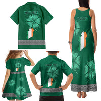 Irish Celtic Cross and Harp with Ireland Shamrock Personalized Family Matching Tank Maxi Dress and Hawaiian Shirt - Wonder Print Shop