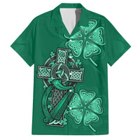 Irish Celtic Cross and Harp with Ireland Shamrock Personalized Hawaiian Shirt - Wonder Print Shop