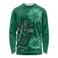 Irish Celtic Cross and Harp with Ireland Shamrock Personalized Long Sleeve Shirt - Wonder Print Shop