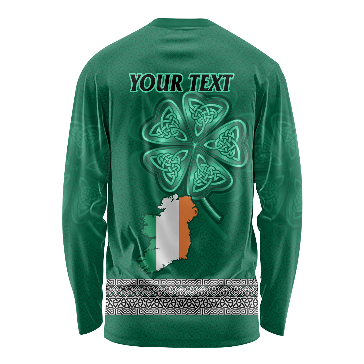 Irish Celtic Cross and Harp with Ireland Shamrock Personalized Long Sleeve Shirt - Wonder Print Shop