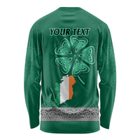 Irish Celtic Cross and Harp with Ireland Shamrock Personalized Long Sleeve Shirt - Wonder Print Shop