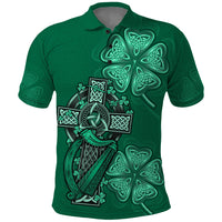 Irish Celtic Cross and Harp with Ireland Shamrock Personalized Polo Shirt - Wonder Print Shop