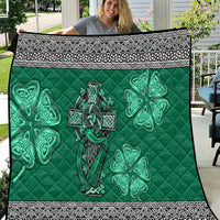Irish Celtic Cross and Harp with Ireland Shamrock Personalized Quilt - Wonder Print Shop