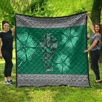 Irish Celtic Cross and Harp with Ireland Shamrock Personalized Quilt - Wonder Print Shop