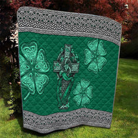 Irish Celtic Cross and Harp with Ireland Shamrock Personalized Quilt - Wonder Print Shop