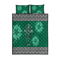 Irish Celtic Cross and Harp with Ireland Shamrock Personalized Quilt Bed Set - Wonder Print Shop