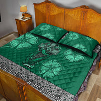 Irish Celtic Cross and Harp with Ireland Shamrock Personalized Quilt Bed Set - Wonder Print Shop