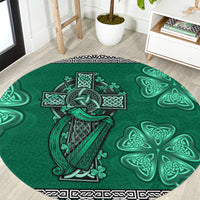 irish-celtic-cross-and-harp-with-ireland-shamrock-personalized-round-carpet
